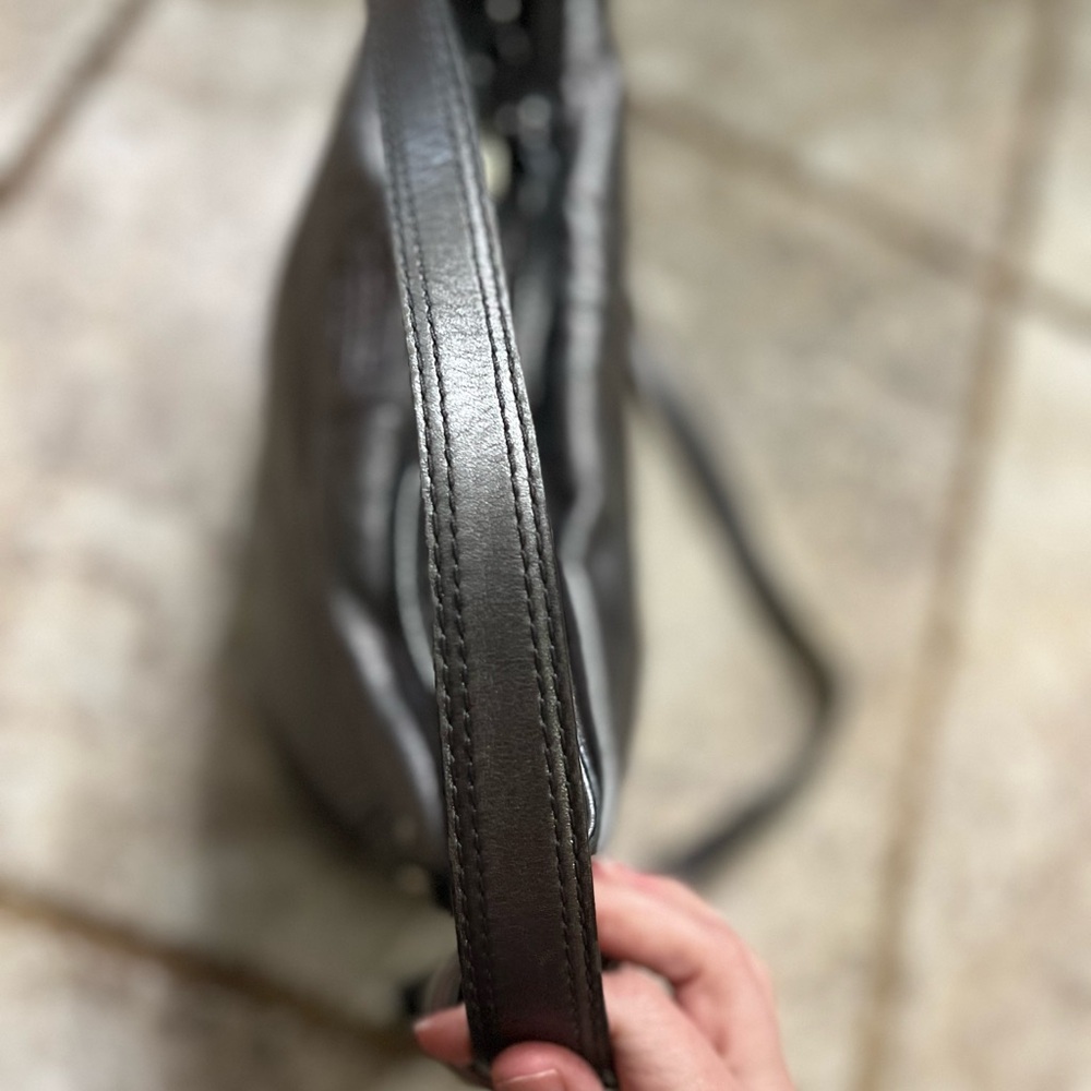 EUC COACH Zoe Gunmetal Gray Leather Convertible Handbag Crossbody Purse - Picture 8 of 13